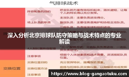 深入分析北京排球队防守策略与战术特点的专业解读
